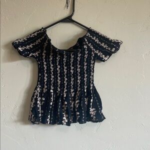 Japna Black and White Floral Crop Top